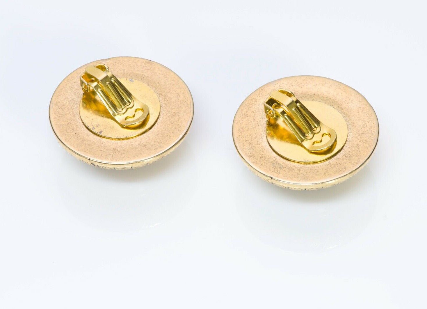 Vintage 1980’s French Textured Red Enamel Round Earrings