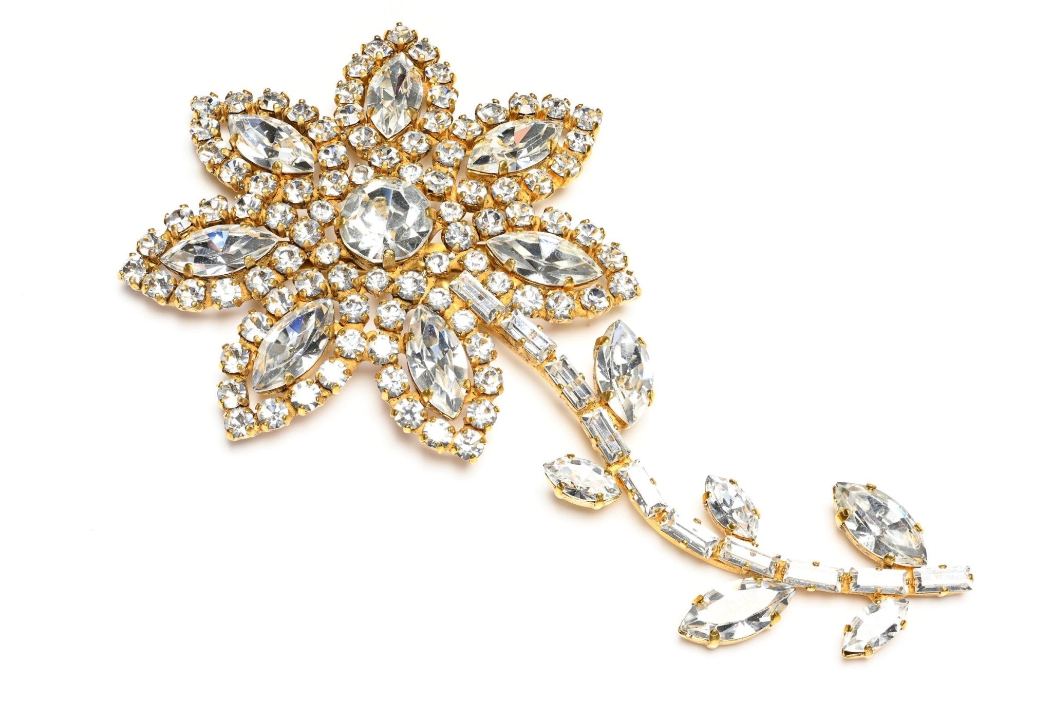 Vintage 1980's Jean-Louis Scherrer Paris Large Crystal Flower Brooch
