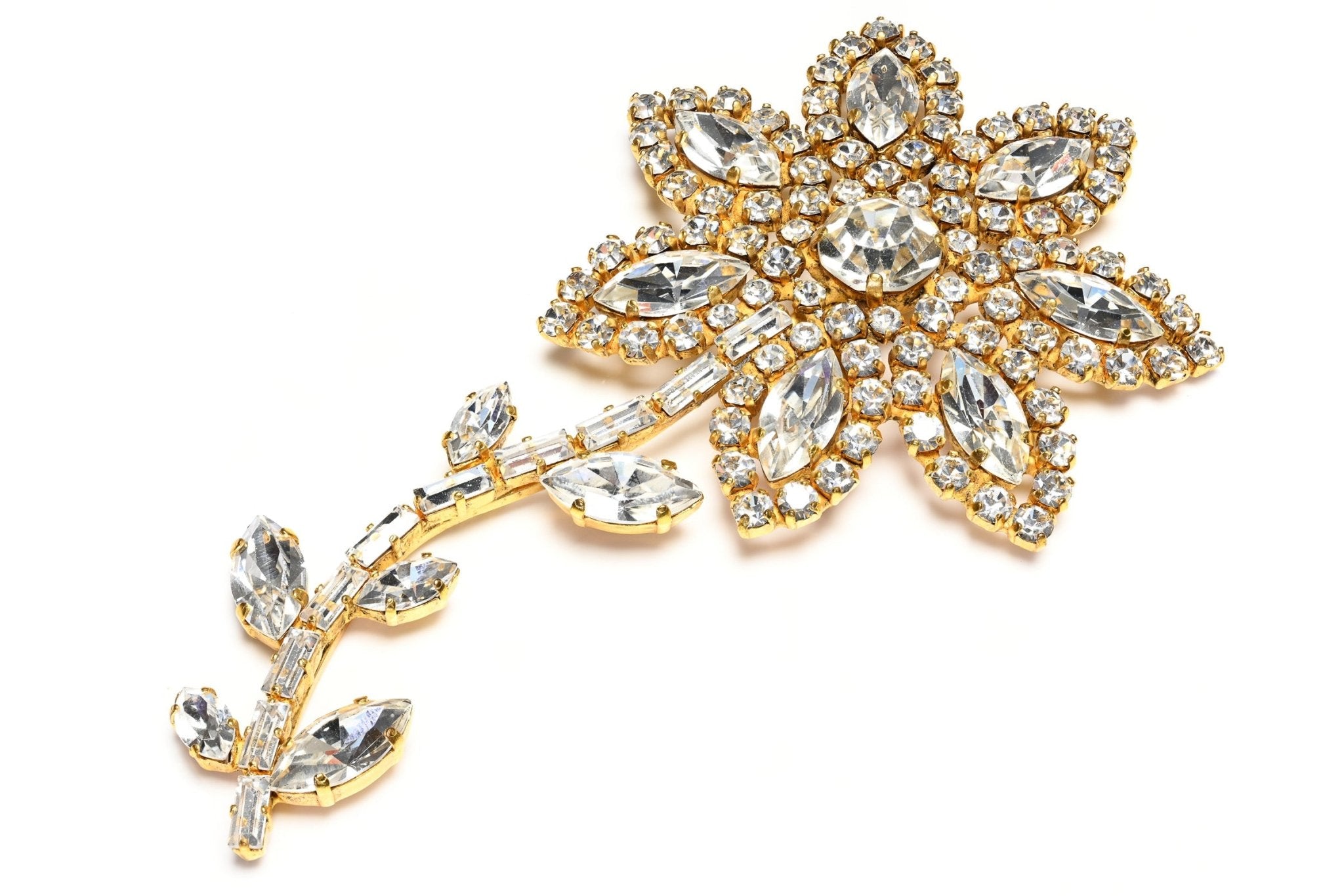 Vintage 1980's Jean-Louis Scherrer Paris Large Crystal Flower Brooch