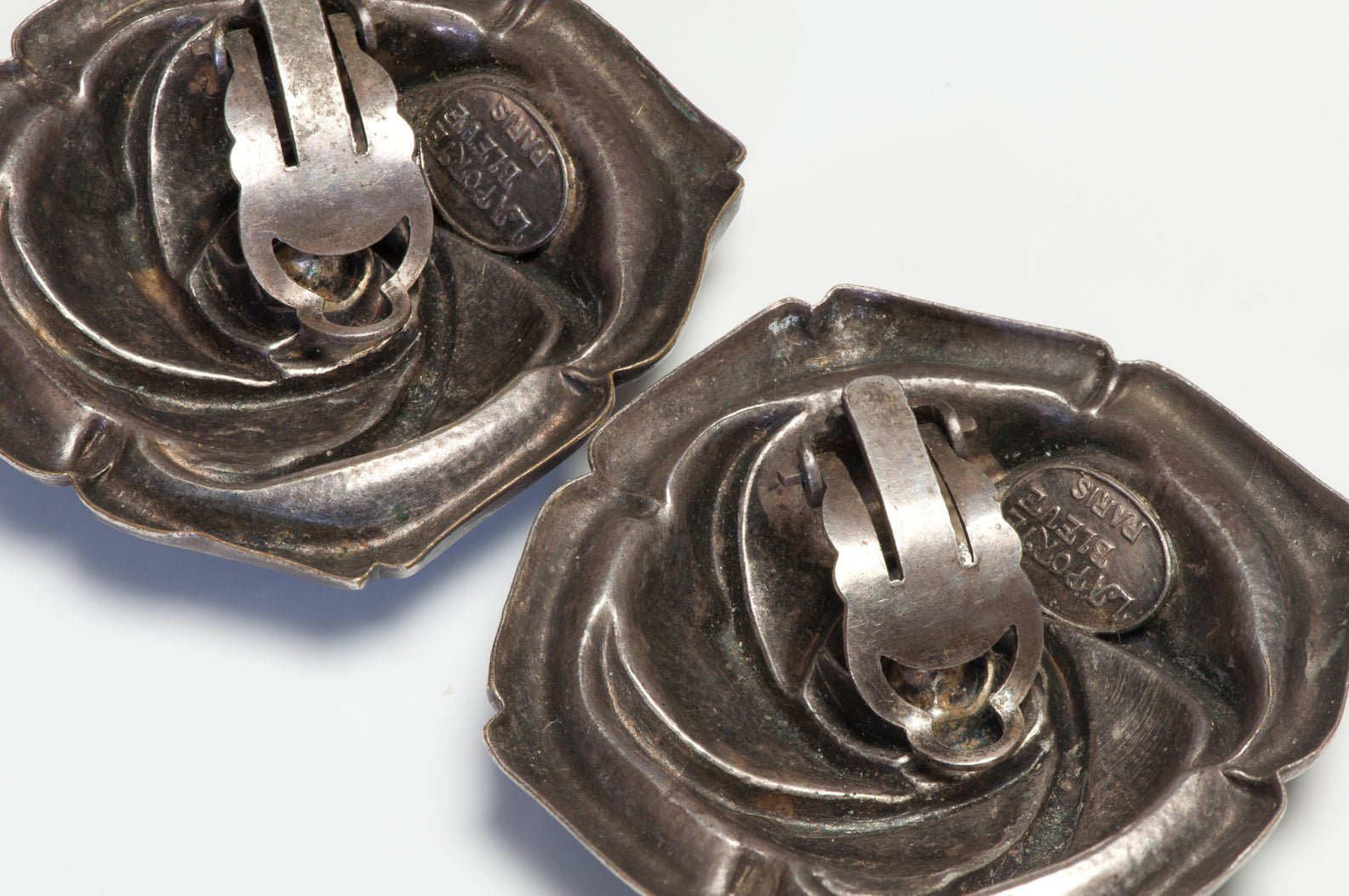 Vintage 1980’s La Porte Bleue Paris Rose Flower Earrings