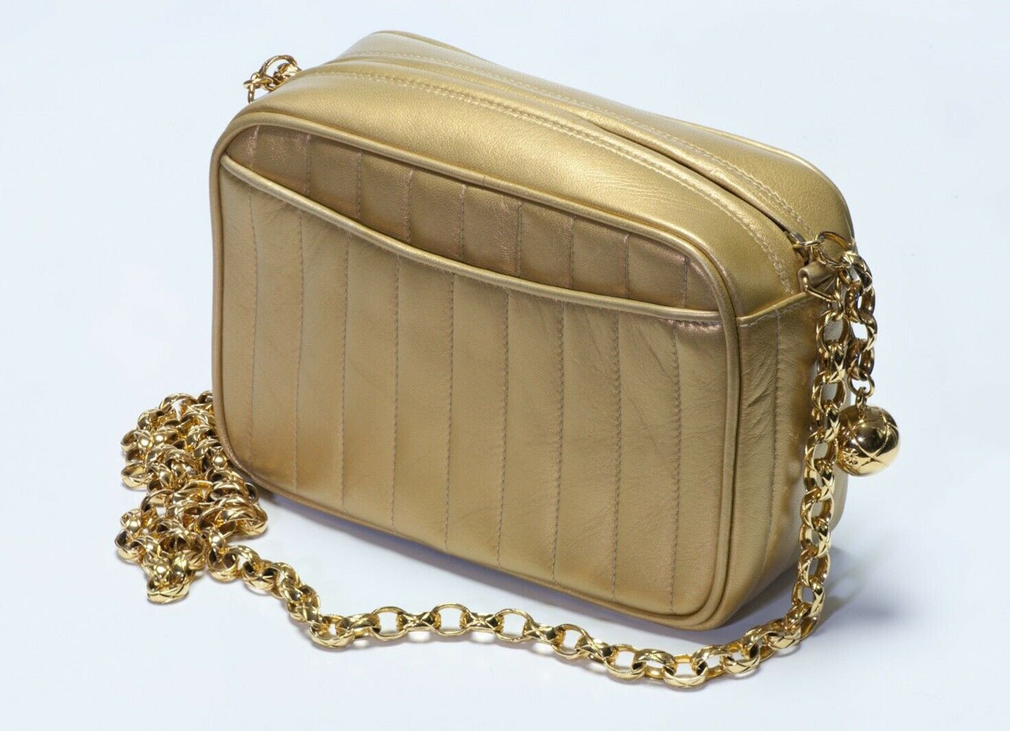 Vintage 1990’s CHANEL CC Gold Leather Chain Mini Crossbody Bag