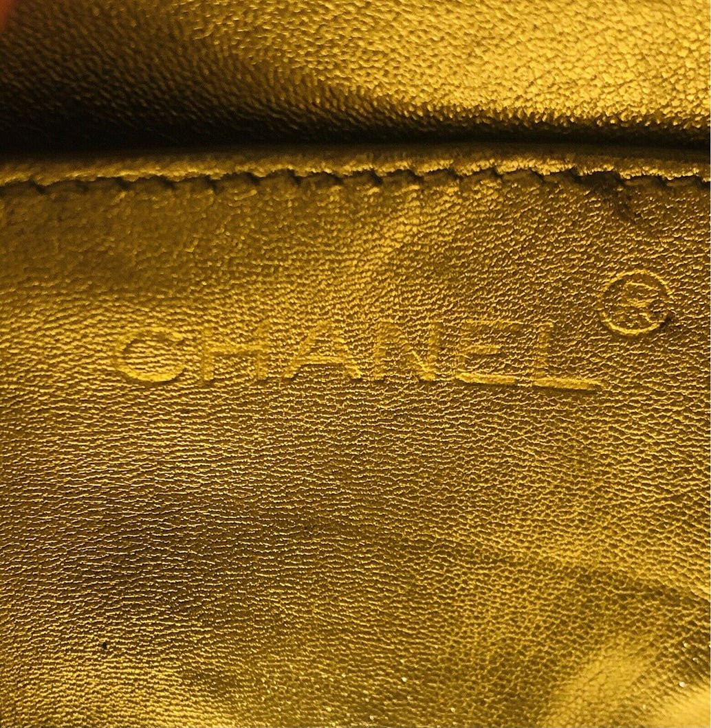 Vintage 1990’s CHANEL CC Gold Leather Woven Clutch Bag