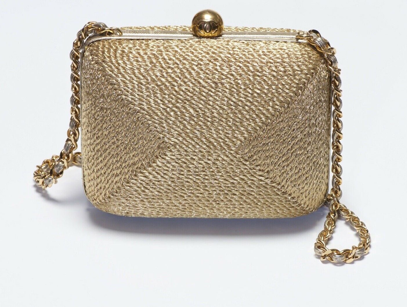 Vintage 1990’s CHANEL CC Gold Leather Woven Clutch Bag