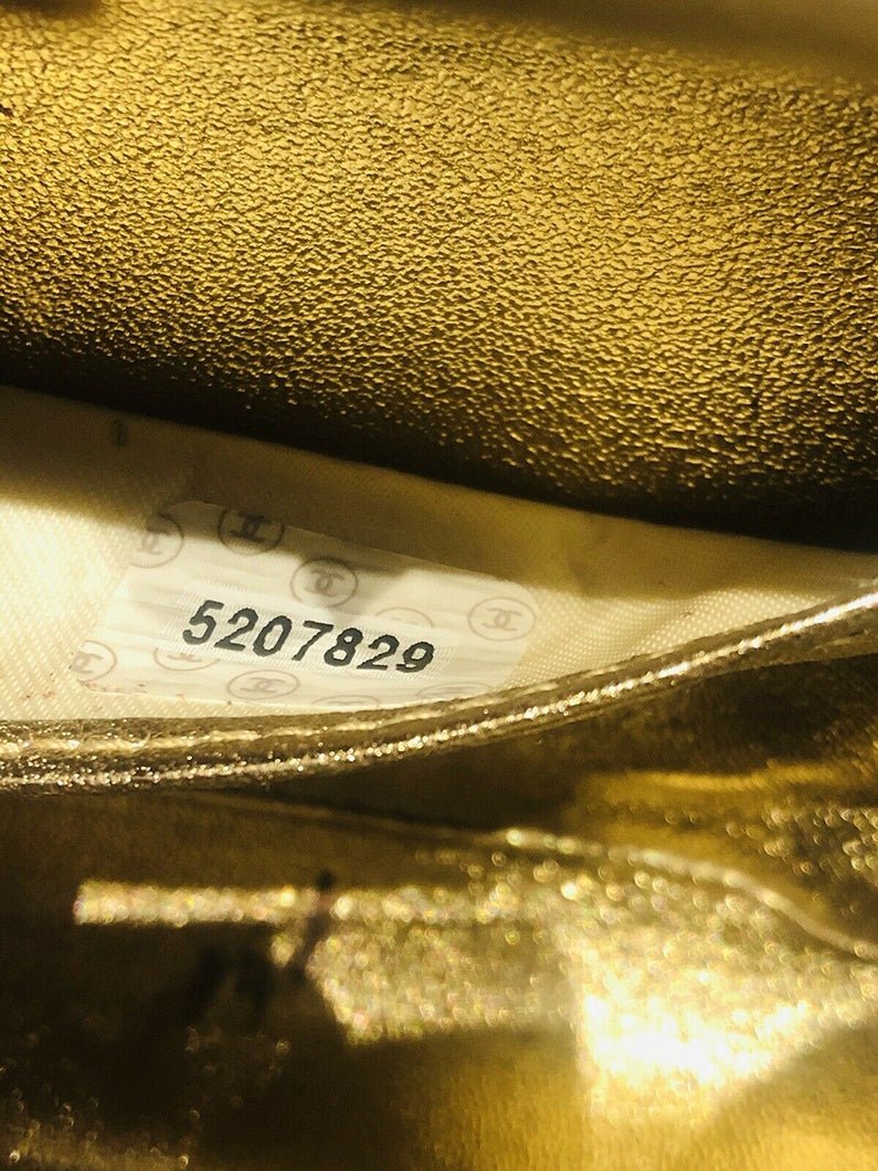 Vintage 1990’s CHANEL CC Gold Leather Woven Clutch Bag