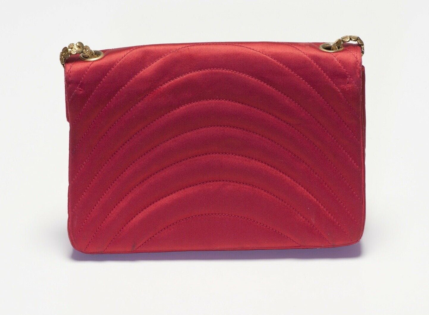 Vintage 1990’s CHANEL CC Red Satin Camellia Gripoix Clasp Bag