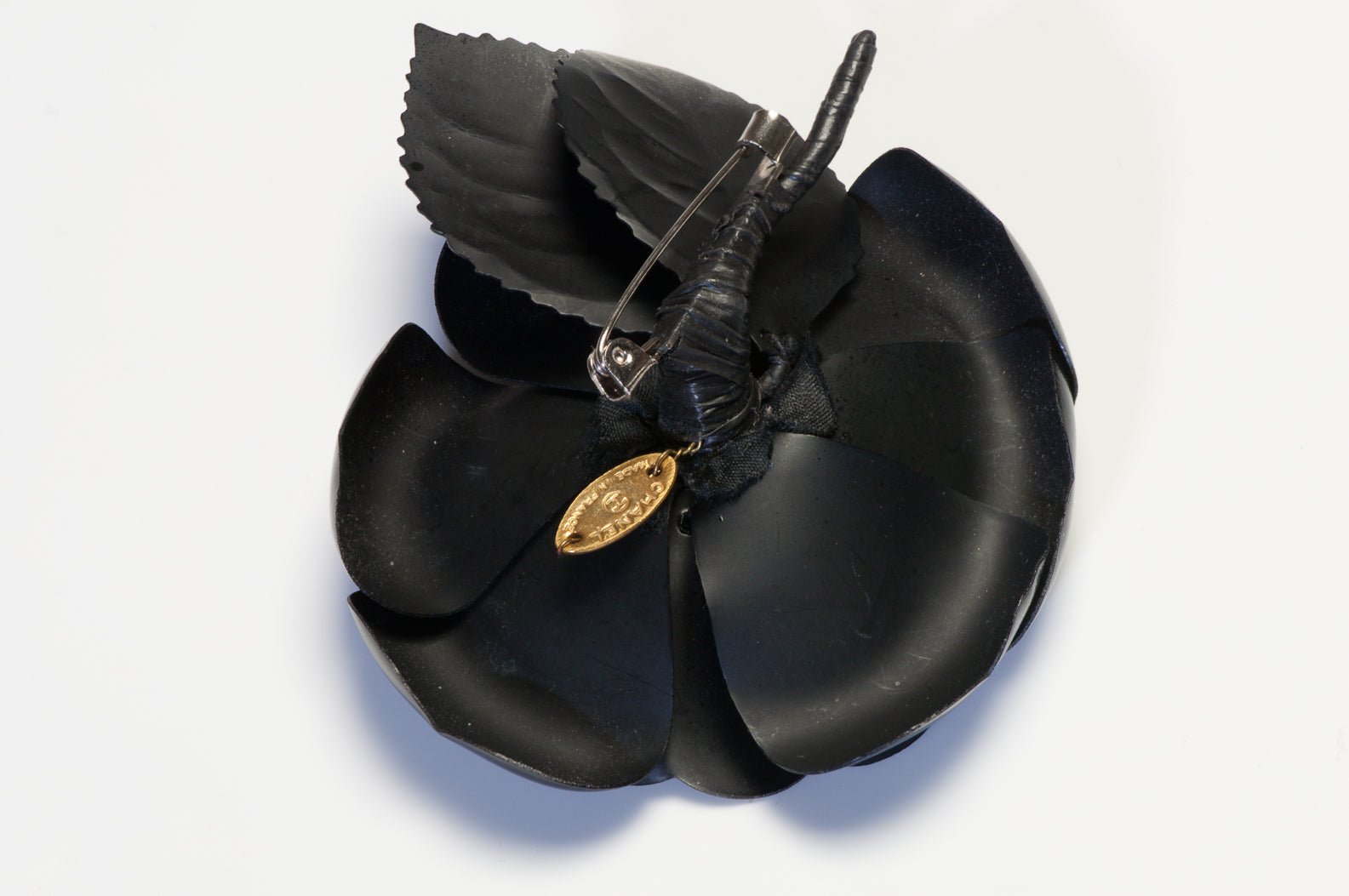 Vintage 1990’s Chanel Paris Black Resin Camellia Flower Brooch