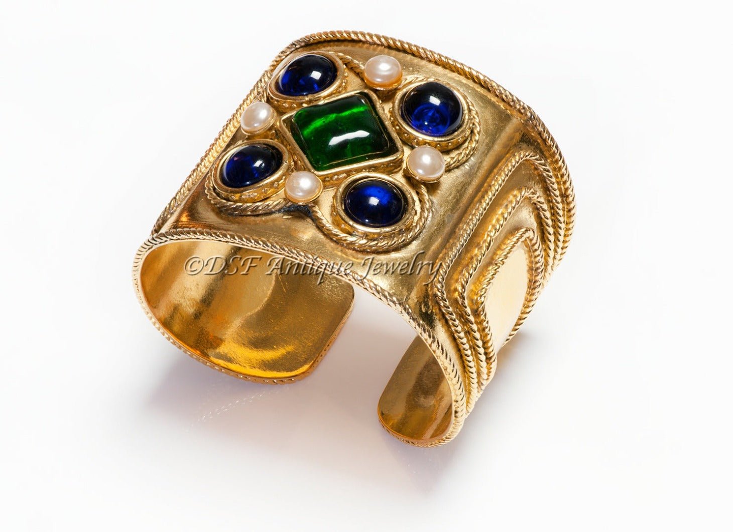 Vintage 1990's Chanel Paris Maison Gripoix Glass Cuff Bracelet