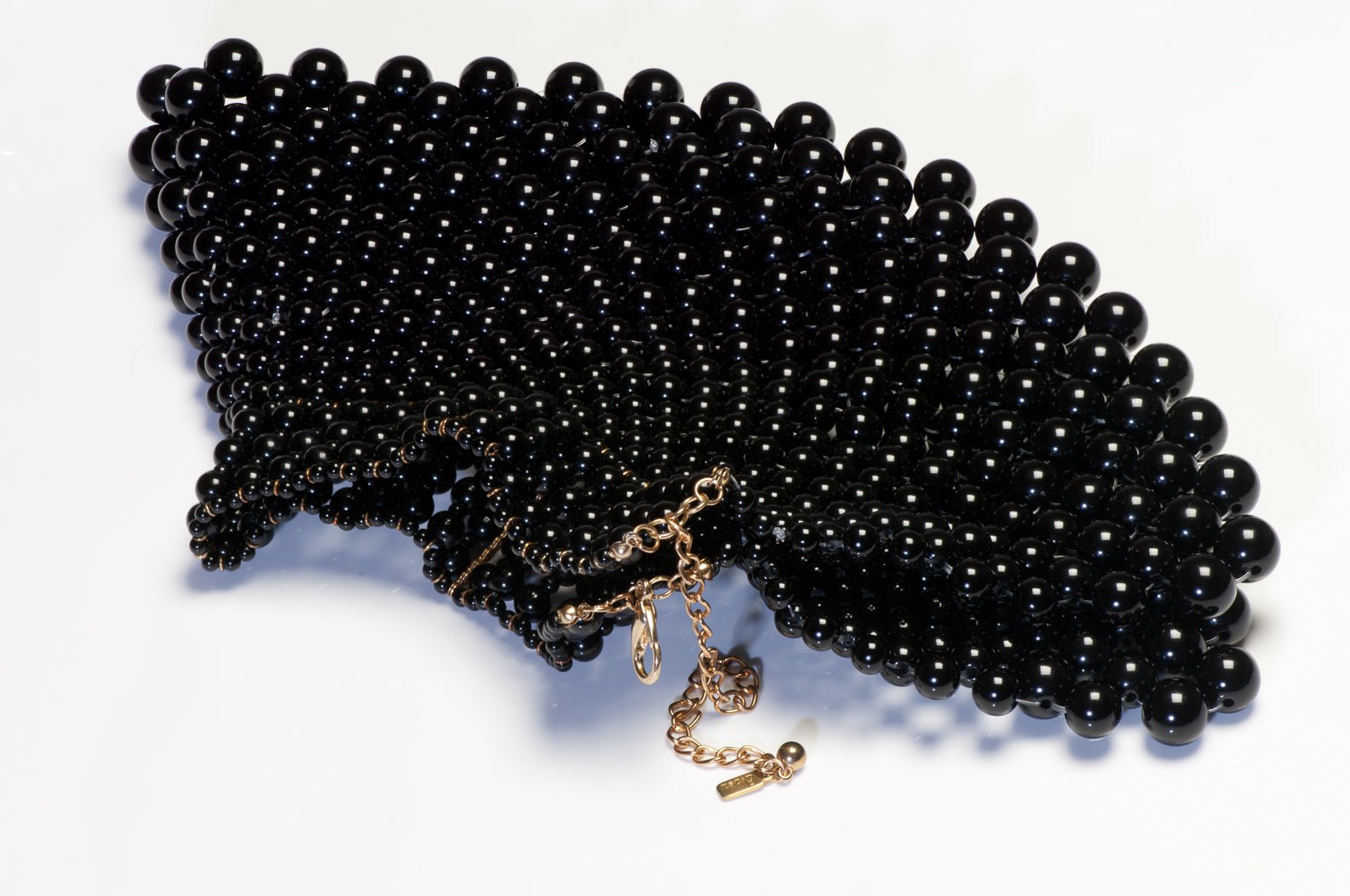 Vintage 1990’s Escada Couture Black Resin Beads Wide Choker Necklace