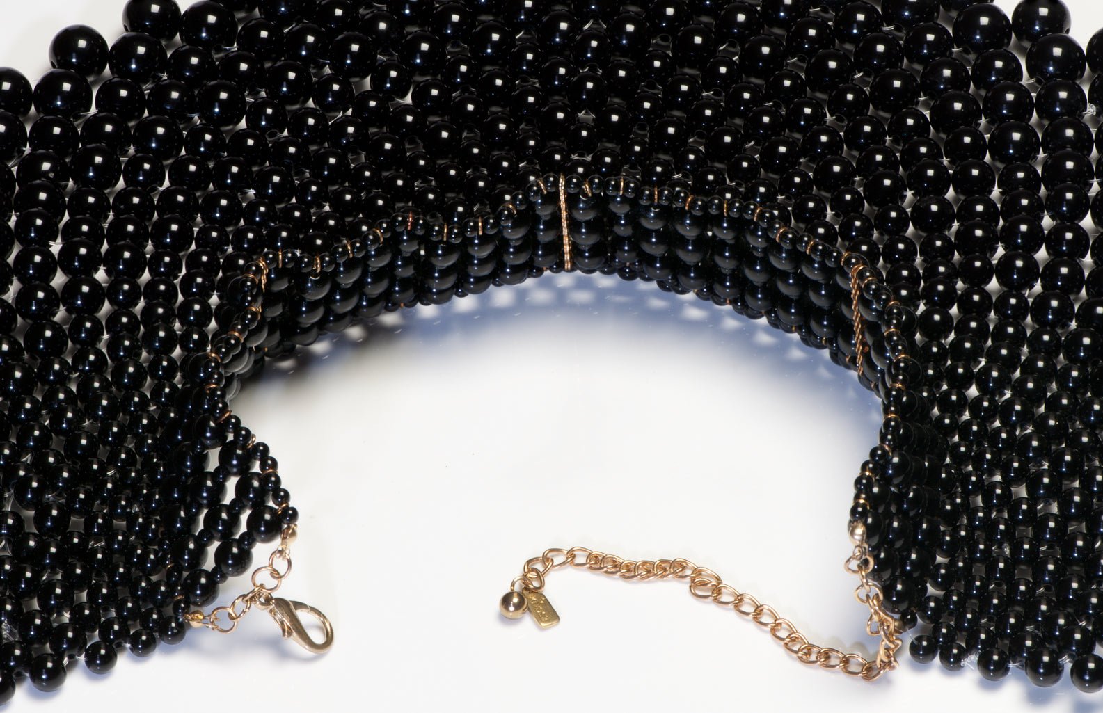 Vintage 1990’s Escada Couture Black Resin Beads Wide Choker Necklace