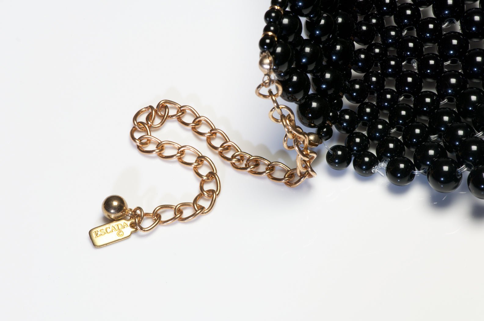 Vintage 1990’s Escada Couture Black Resin Beads Wide Choker Necklace