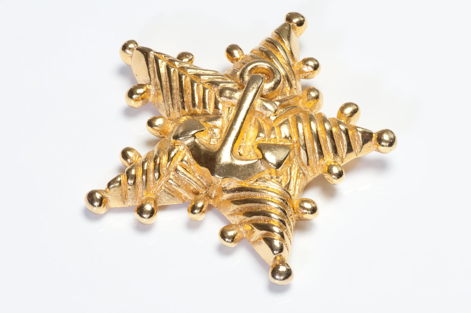 Vintage 1990’s Escada Couture Gold Plated Anchor Starfish Nautical Brooch