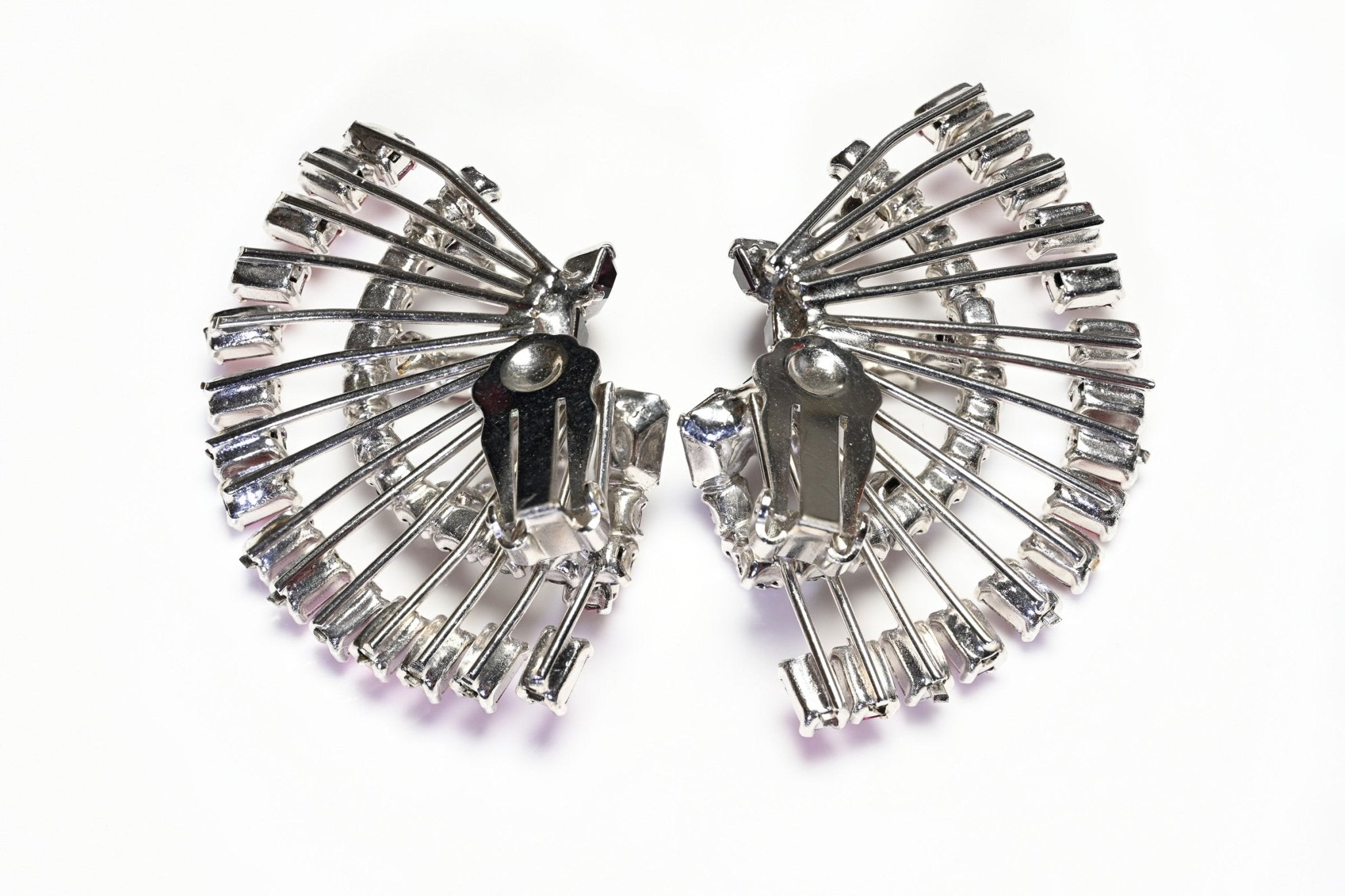 Vintage 1990’s Large Pink Crystal Fan Earrings