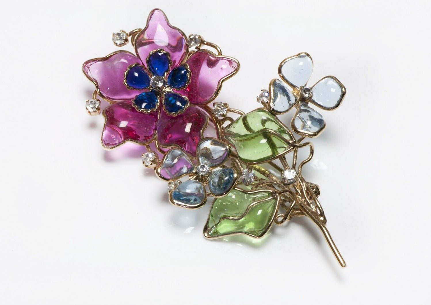 Vintage 1990’s Maison Gripoix Poured Glass Flower Brooch