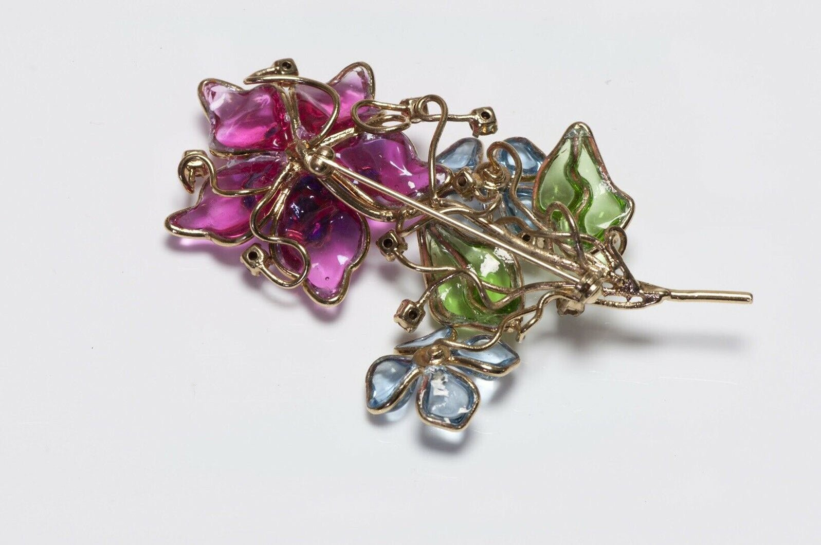 Vintage 1990’s Maison Gripoix Poured Glass Flower Brooch