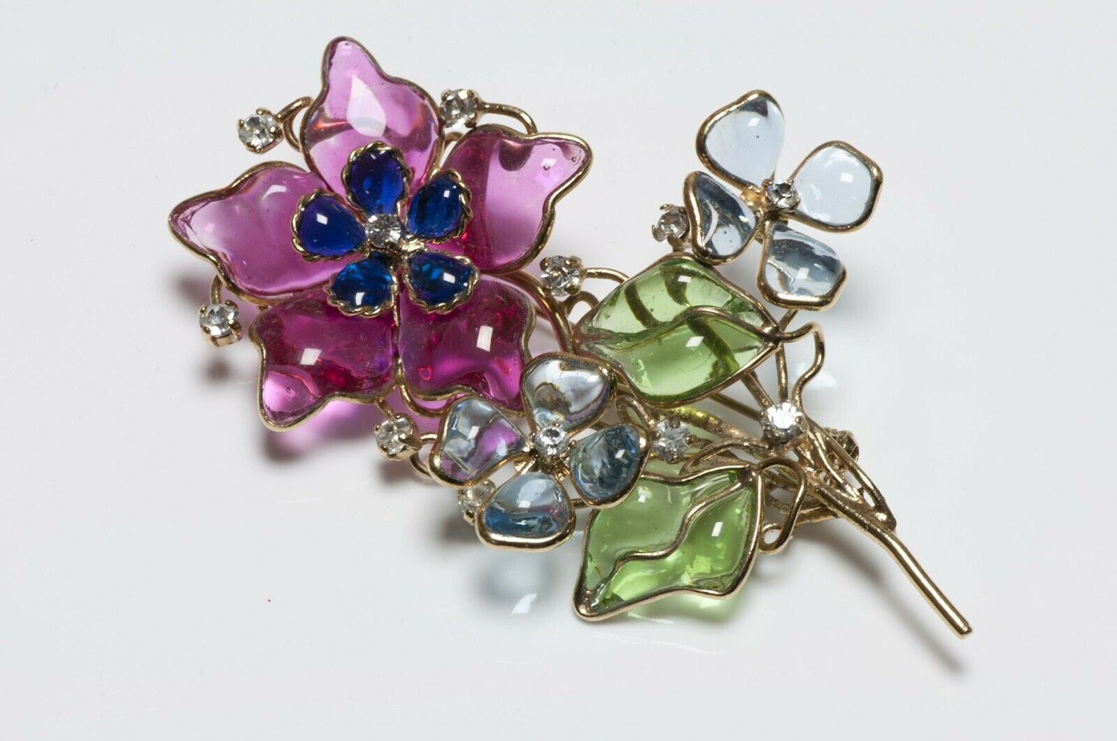 Vintage 1990’s Maison Gripoix Poured Glass Flower Brooch