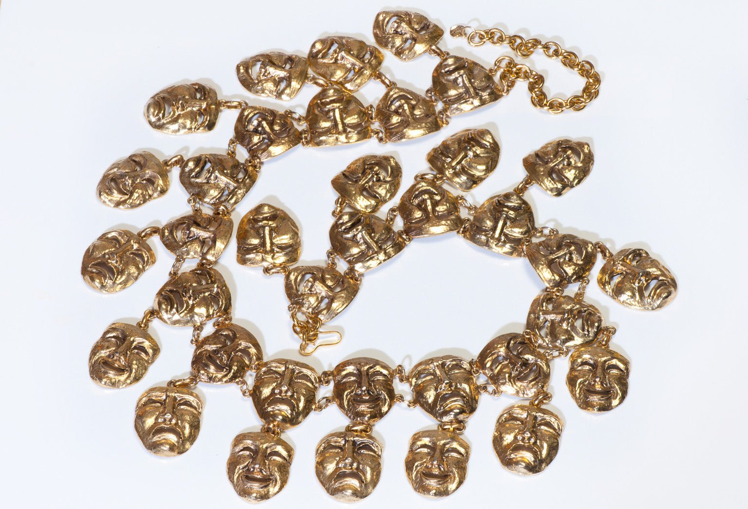 Vintage 1990’s Moschino Couture Comedy Tragedy Mask Chain Belt