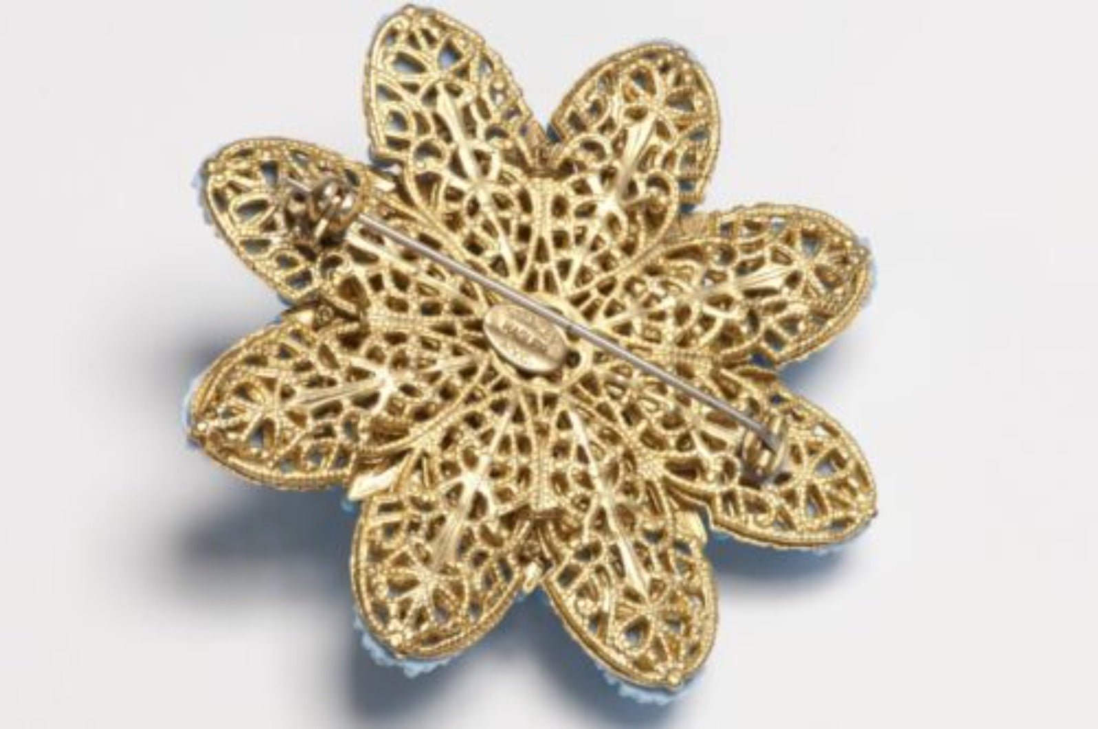 Vintage 1990’s Stanley Hagler NYC Blue Glass Beads Flower Brooch