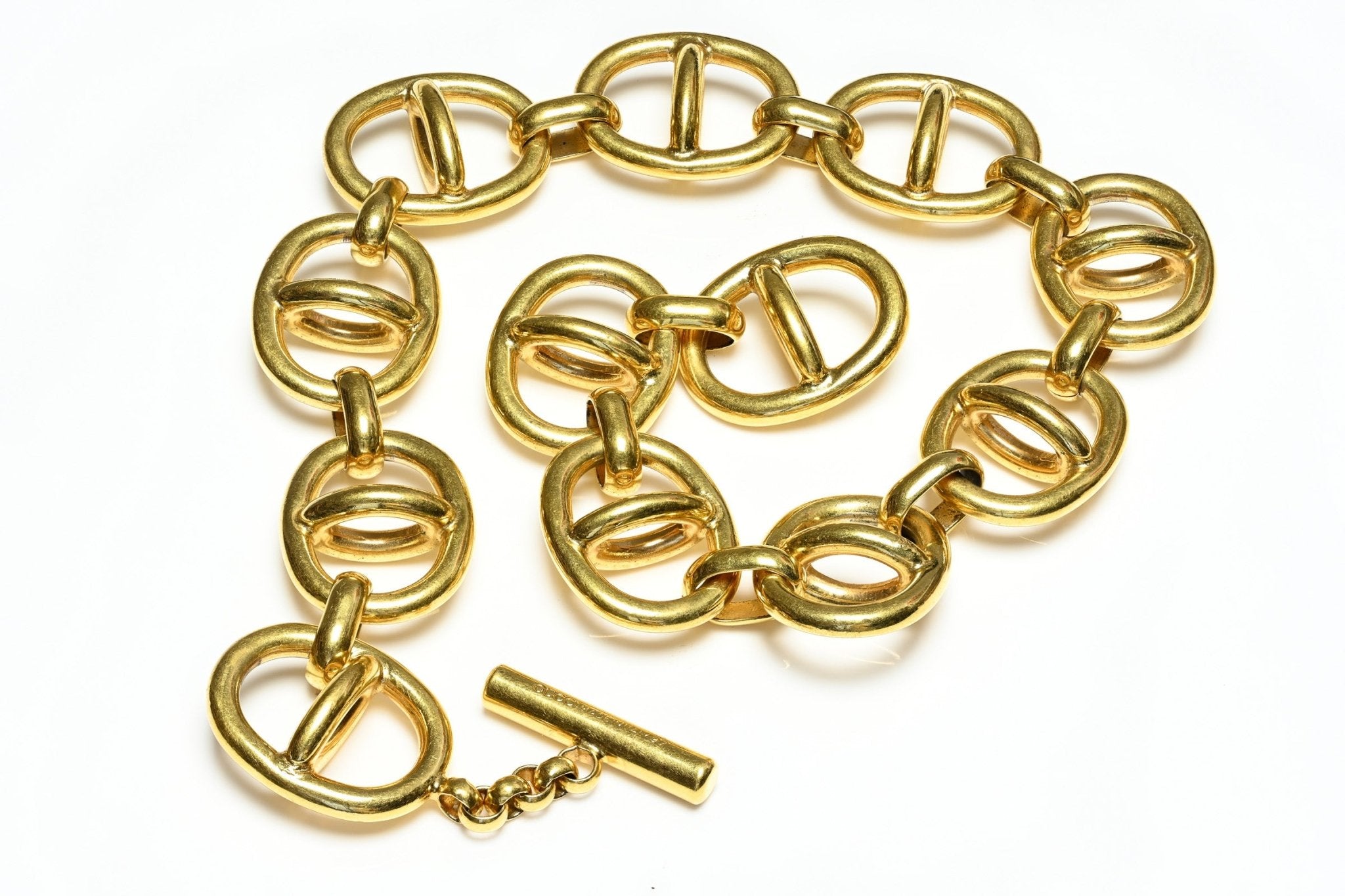 Vintage 1992 Gucci by Tom Ford Large Gold Plated Mariner Chain Toggle Necklace