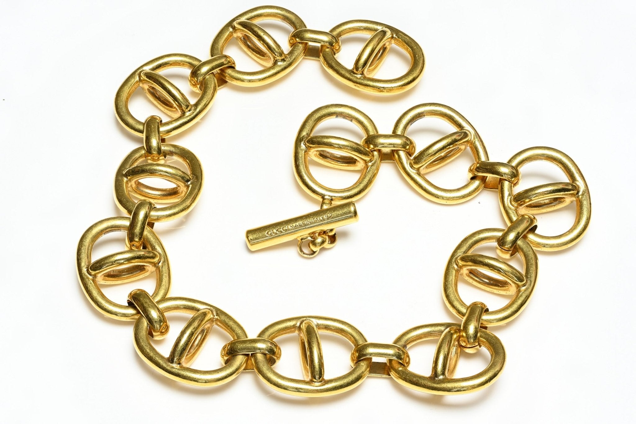Vintage 1992 Gucci by Tom Ford Large Gold Plated Mariner Chain Toggle Necklace