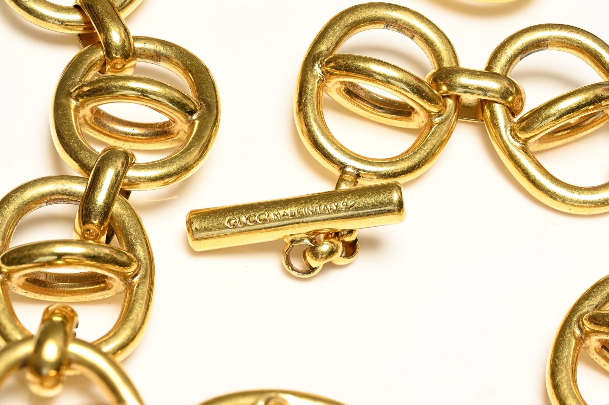 Vintage 1992 Gucci by Tom Ford Large Gold Plated Mariner Chain Toggle Necklace