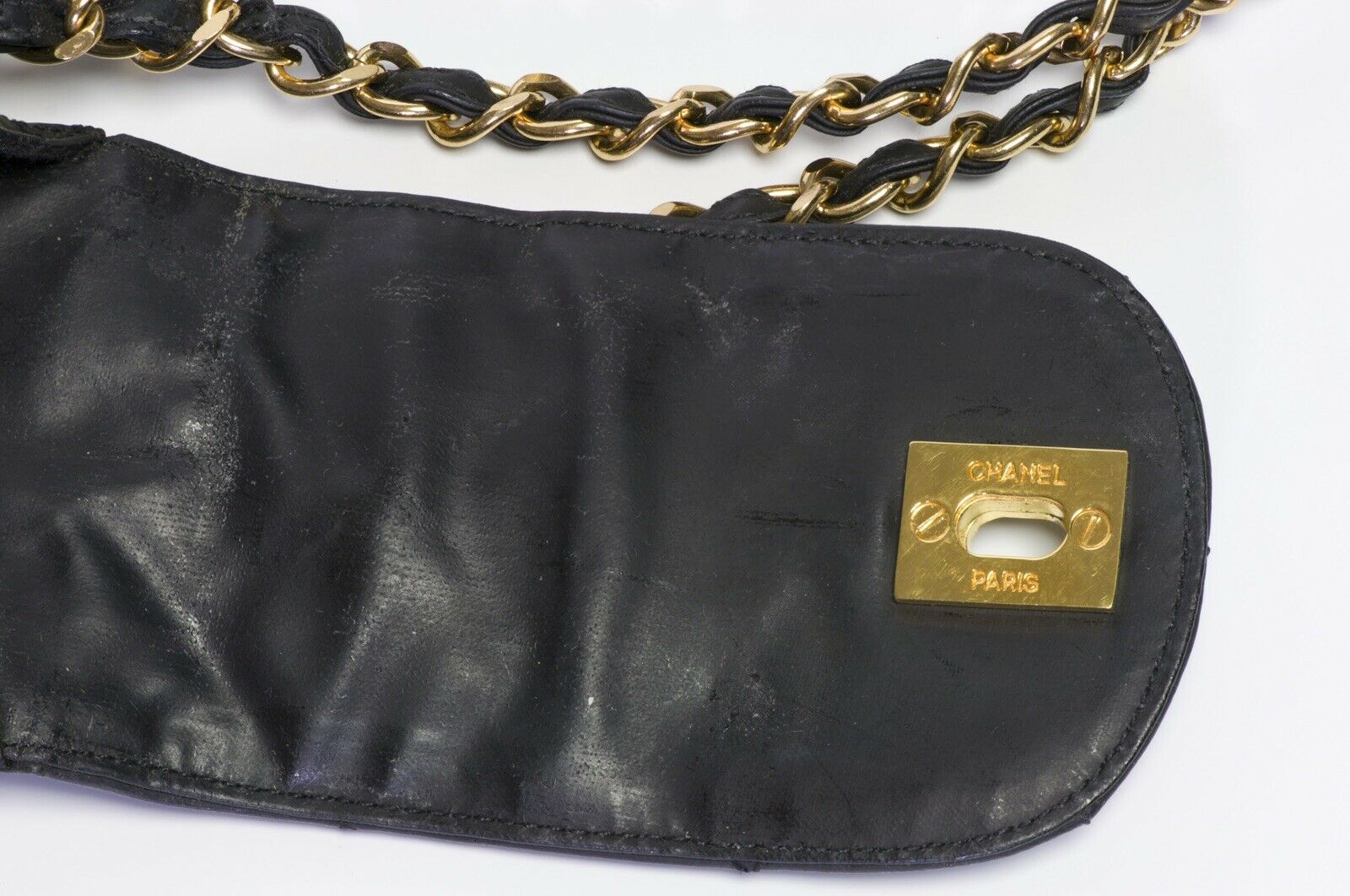 Vintage 1996 CHANEL Paris CC Black Quilted Leather Crossbody Umbrella Case Bag