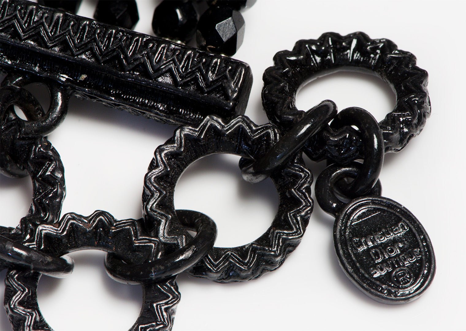 Vintage 1998 Christian Dior by John Galliano Black Maasai Masai Choker Necklace