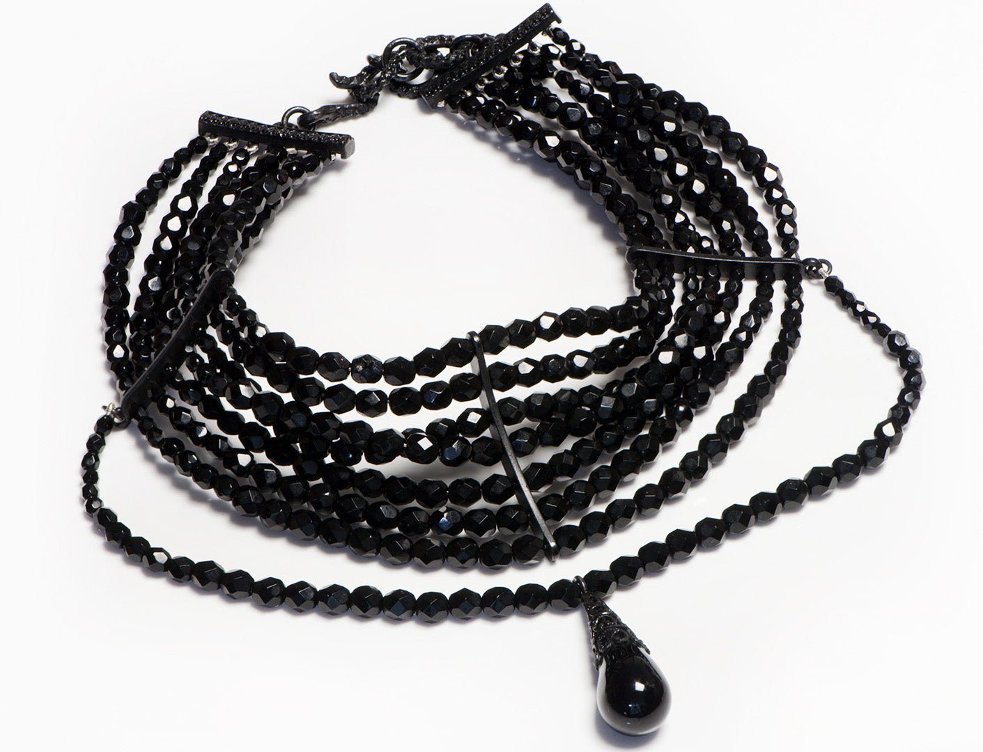 Vintage 1998 Christian Dior by John Galliano Black Crystal Maasai Masai Choker Necklace