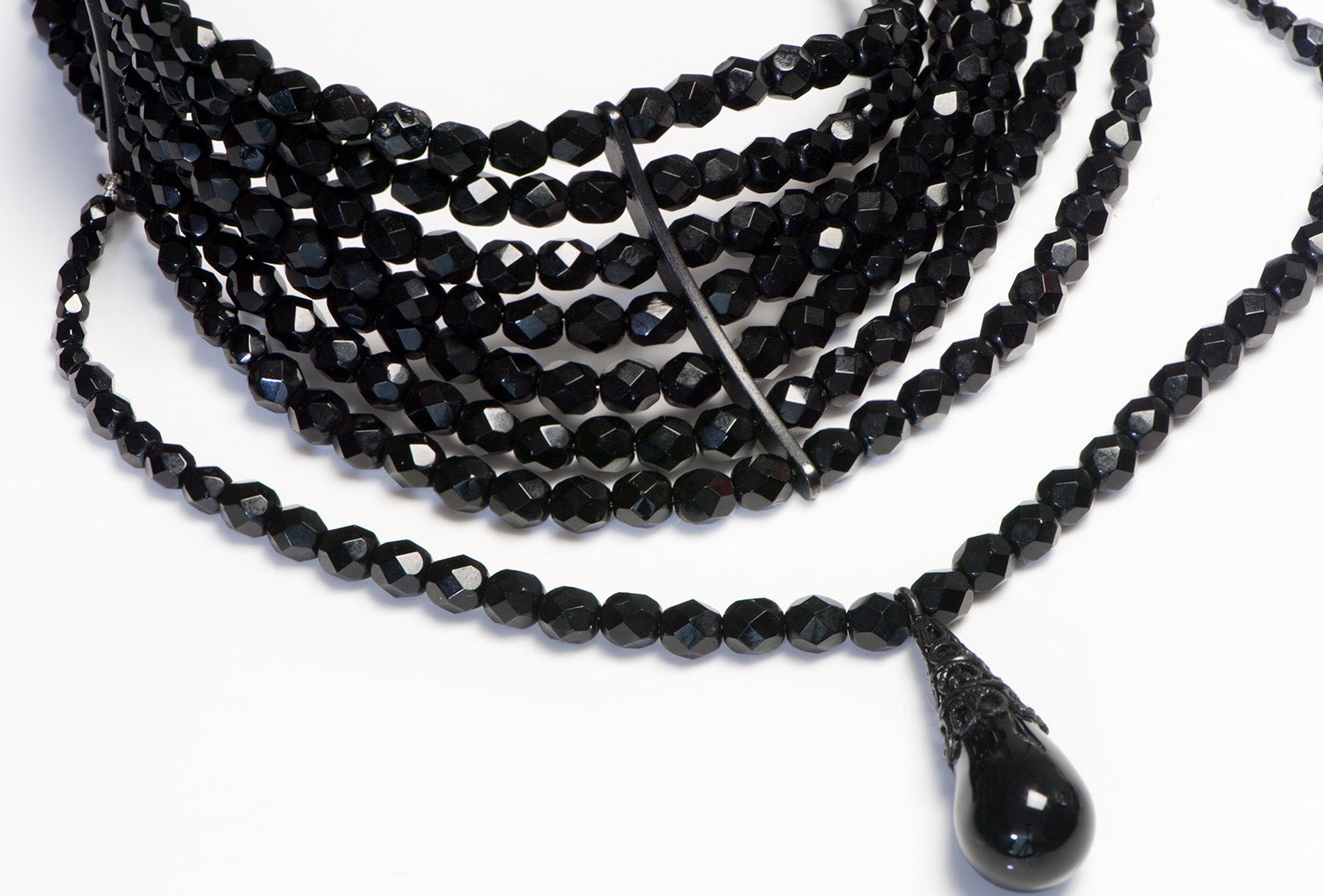 Vintage 1998 Christian Dior by John Galliano Black Crystal Maasai Masai Choker Necklace