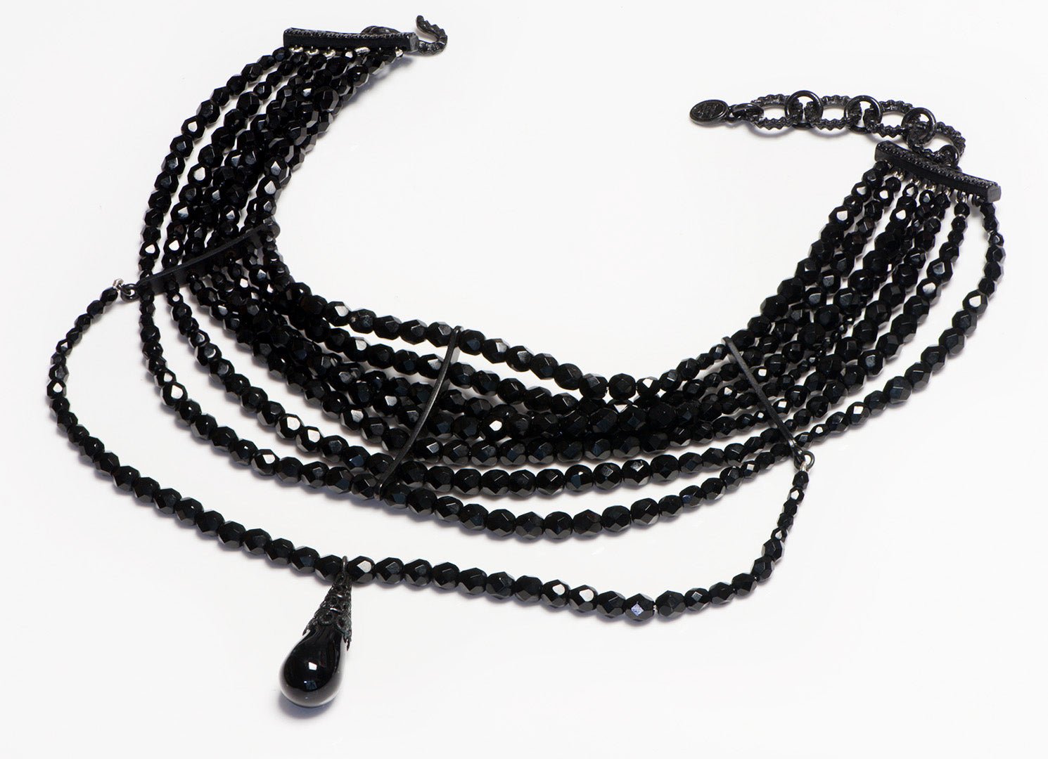Vintage 1998 Christian Dior by John Galliano Black Crystal Maasai Masai Choker Necklace
