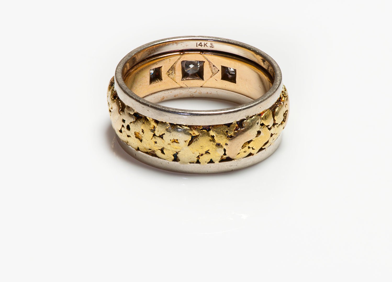 Vintage 22K & 14K Gold Nugget Diamond Men’s Band Ring