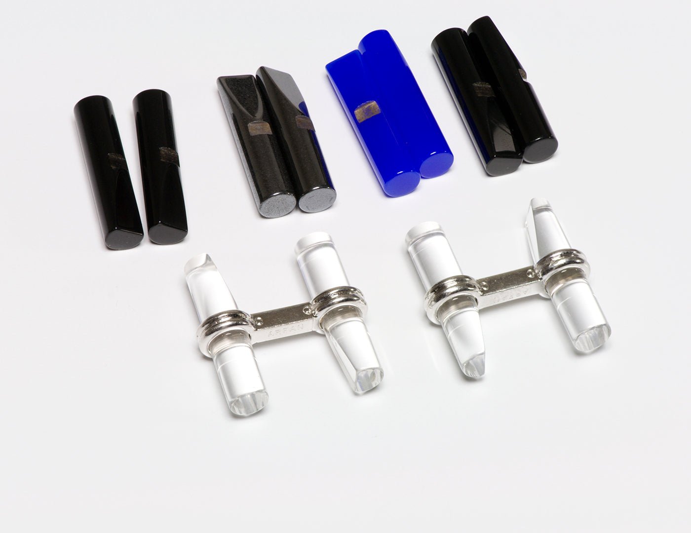 Vintage Arfan Platinum Interchangeable Crystal Onyx Bar Cufflinks