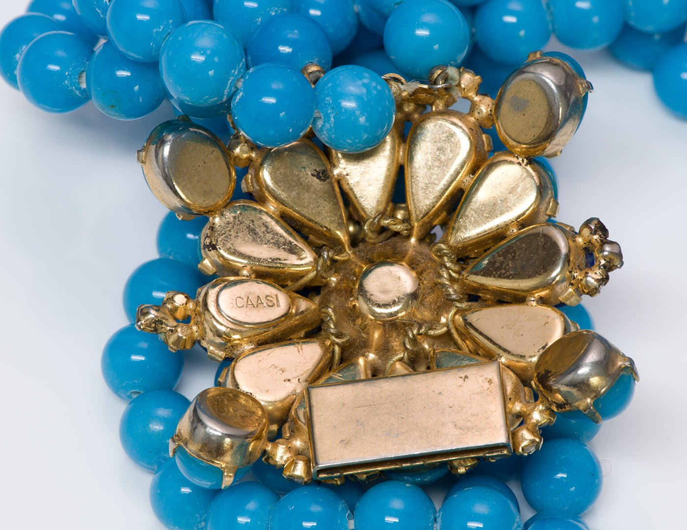 Vintage Arnold Scaasi Couture Blue Glass Beads Necklace