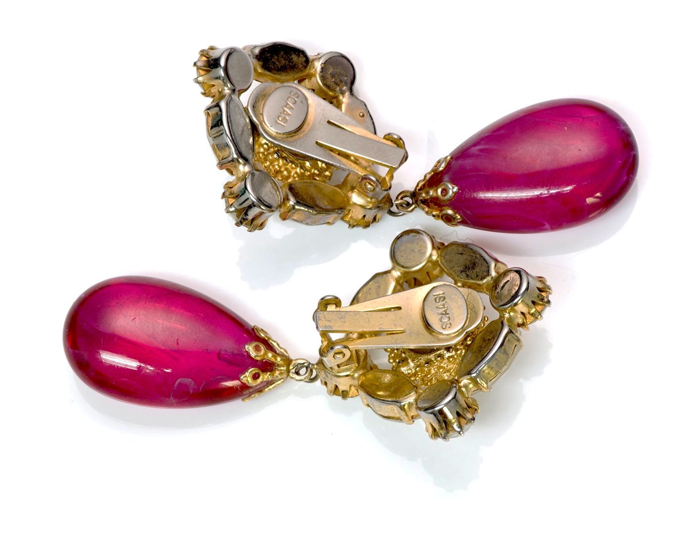 Vintage Arnold Scaasi Couture Crystal Pink Glass Earrings