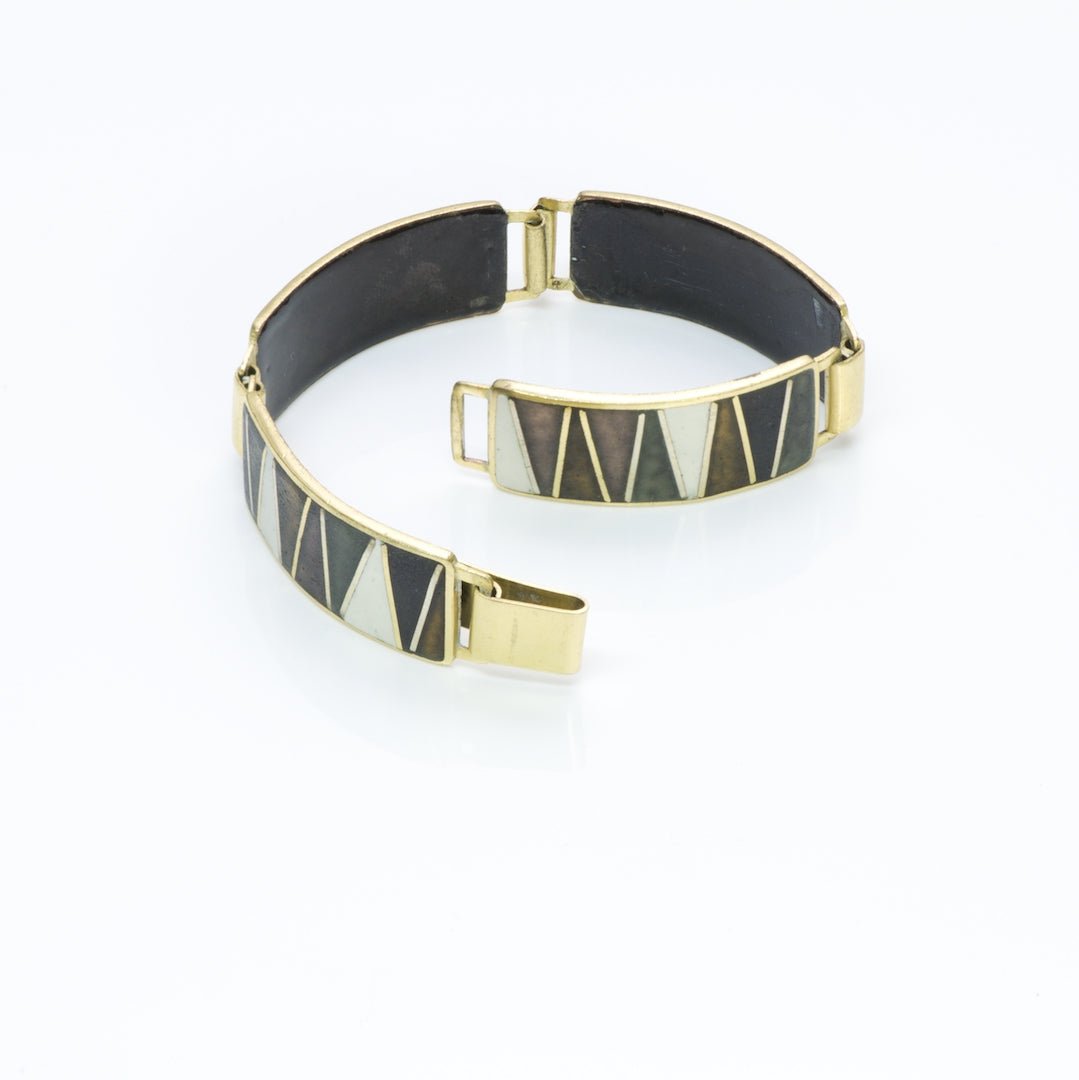 Vintage Art Deco Enamel Brass Bracelet