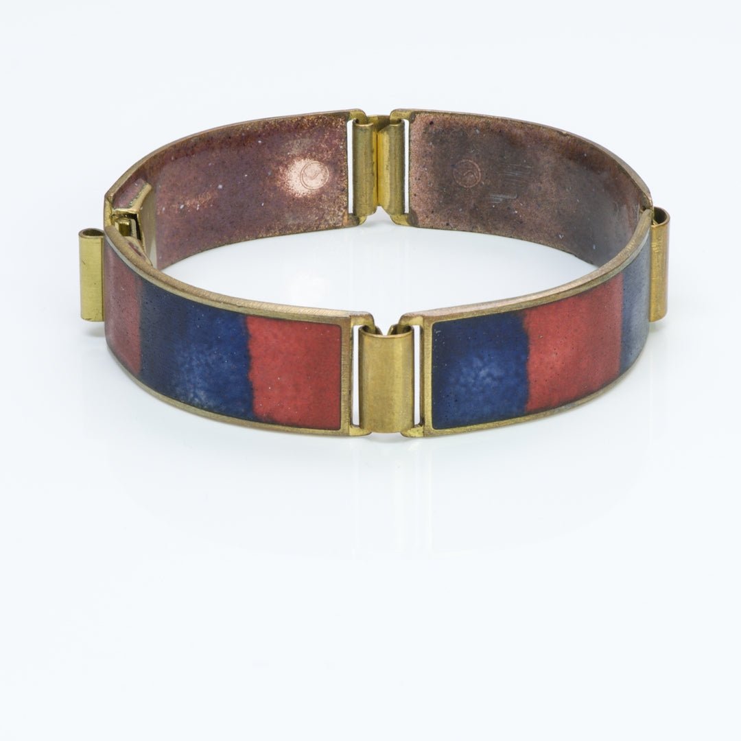 Vintage Art Deco Enamel Brass Bracelet