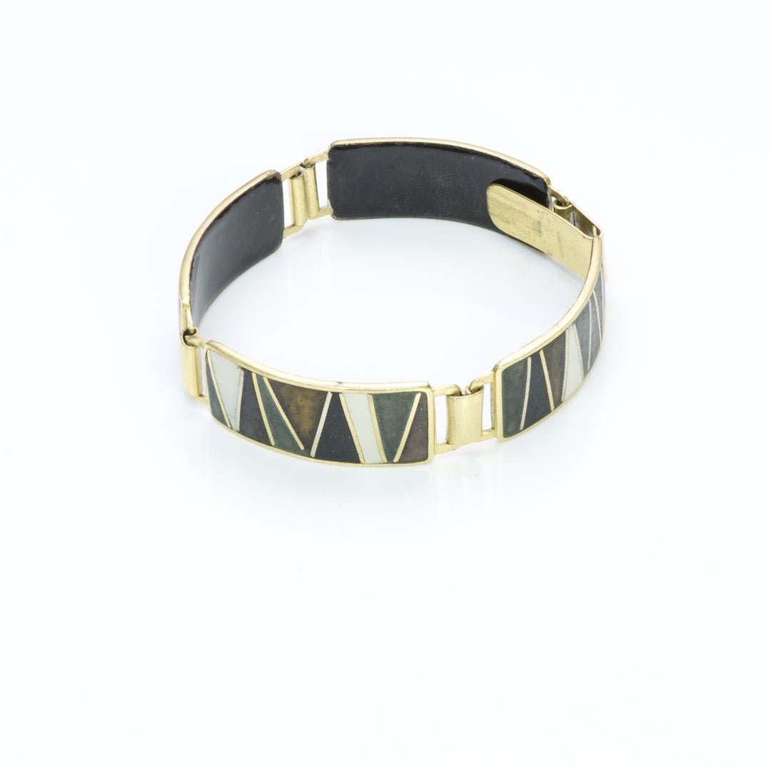 Vintage Art Deco Enamel Brass Bracelet