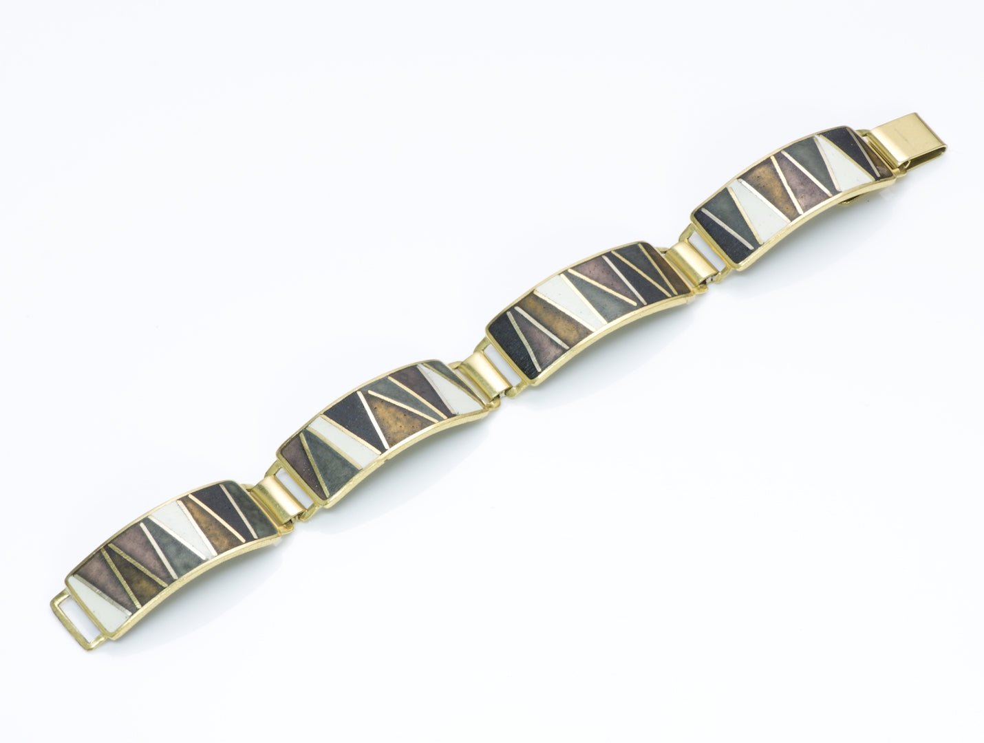 Vintage Art Deco Enamel Brass Bracelet