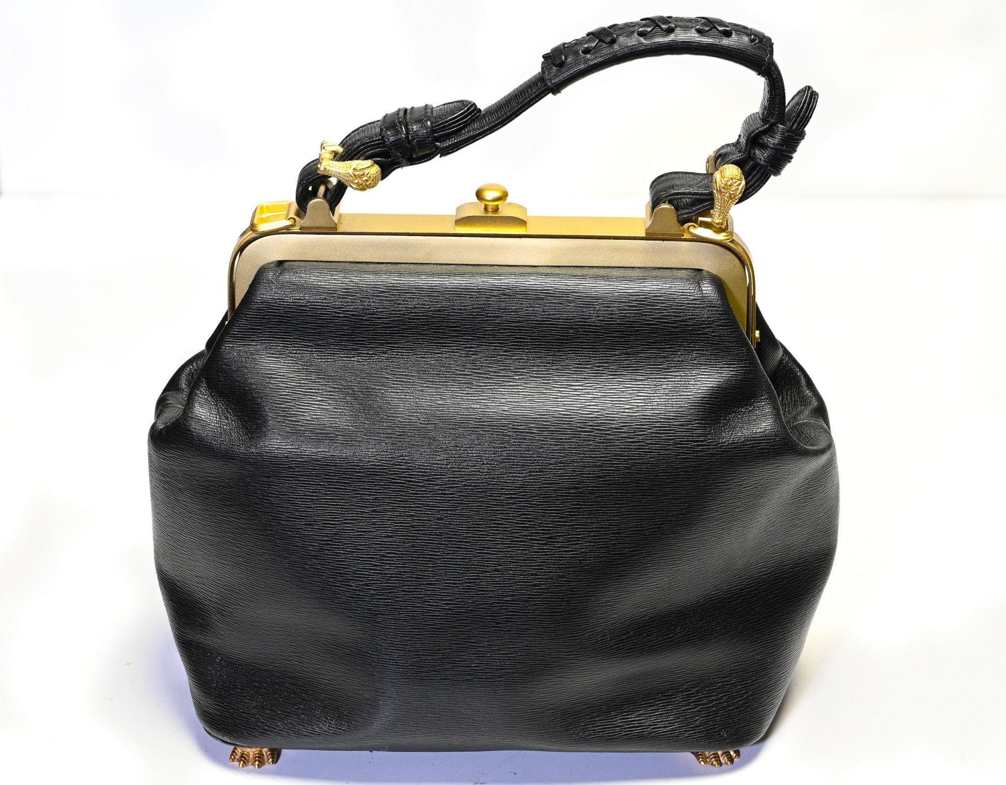 Vintage Barry Kieselstein-Cord Black Leather Trophy Crocodile Bag