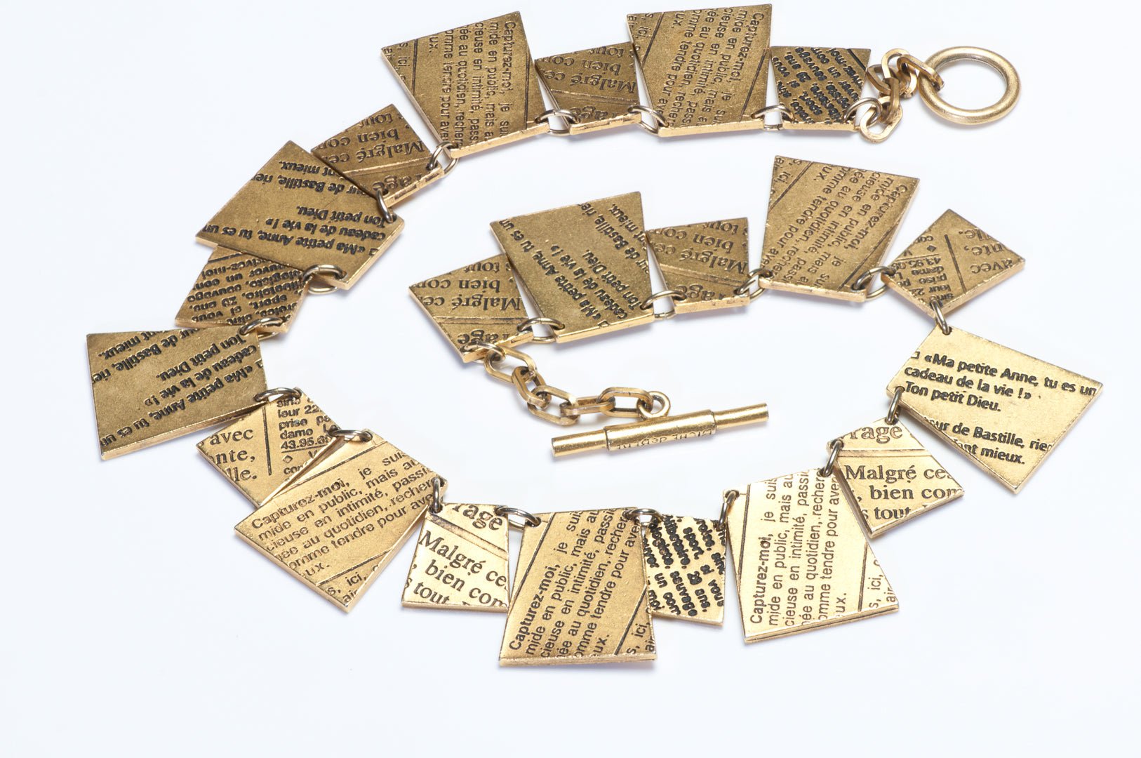 Vintage Biche de Bere Paris Newspaper Print Earrings Necklace Set