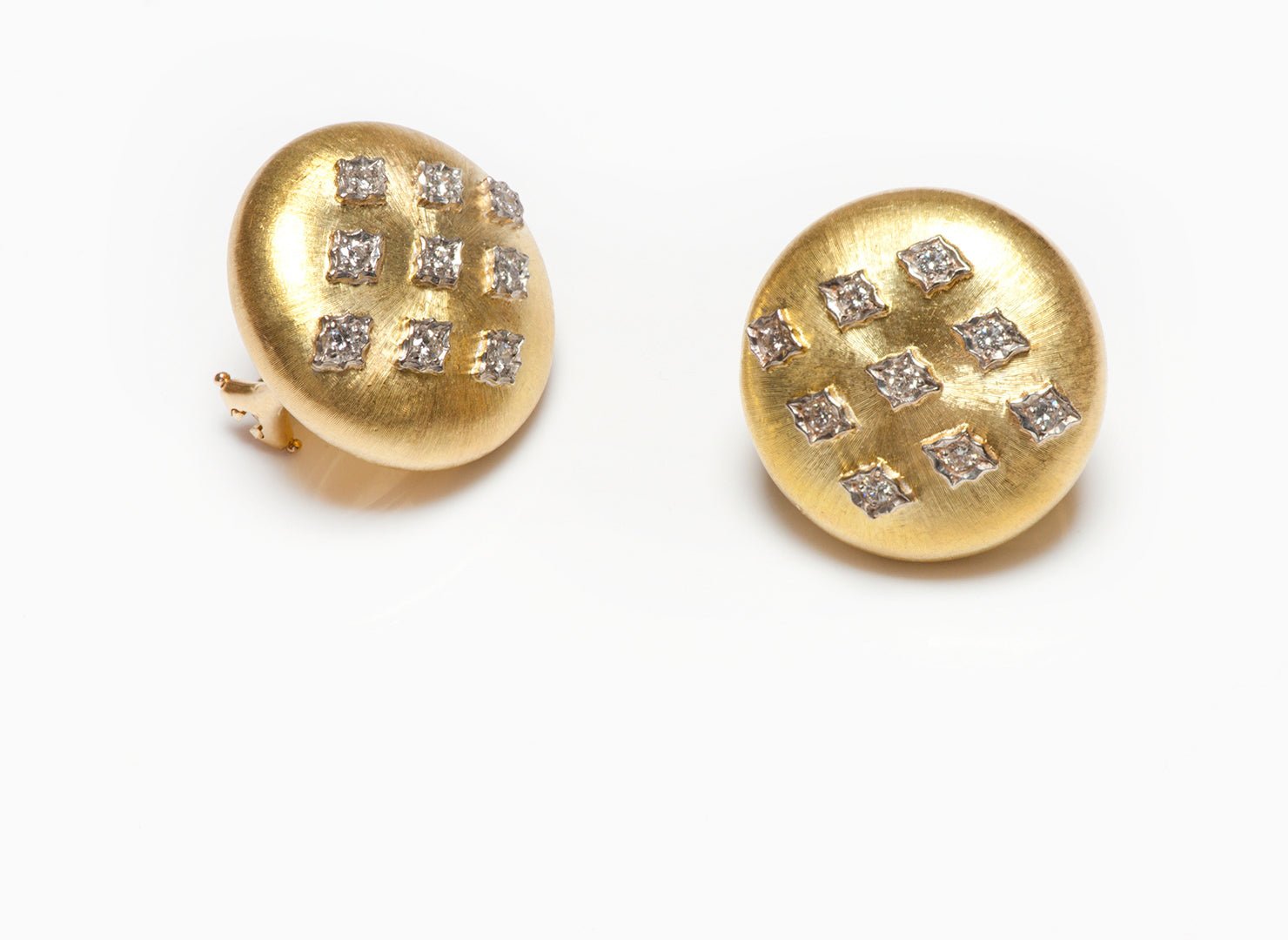 Vintage Buccellati Macri 18K Yellow Gold Diamond Earrings