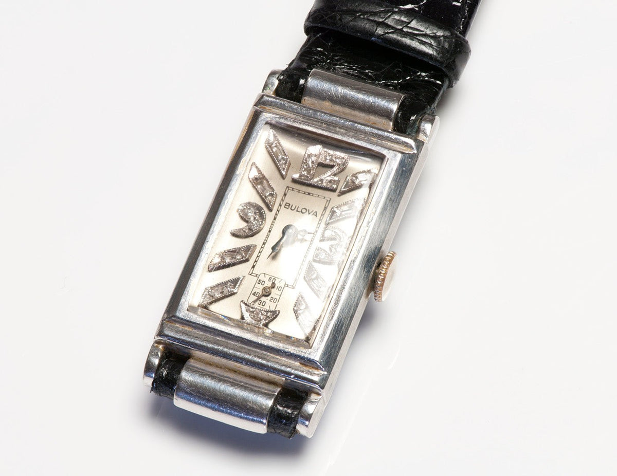 Vintage Bulova Platinum Diamond Watch display picture 1