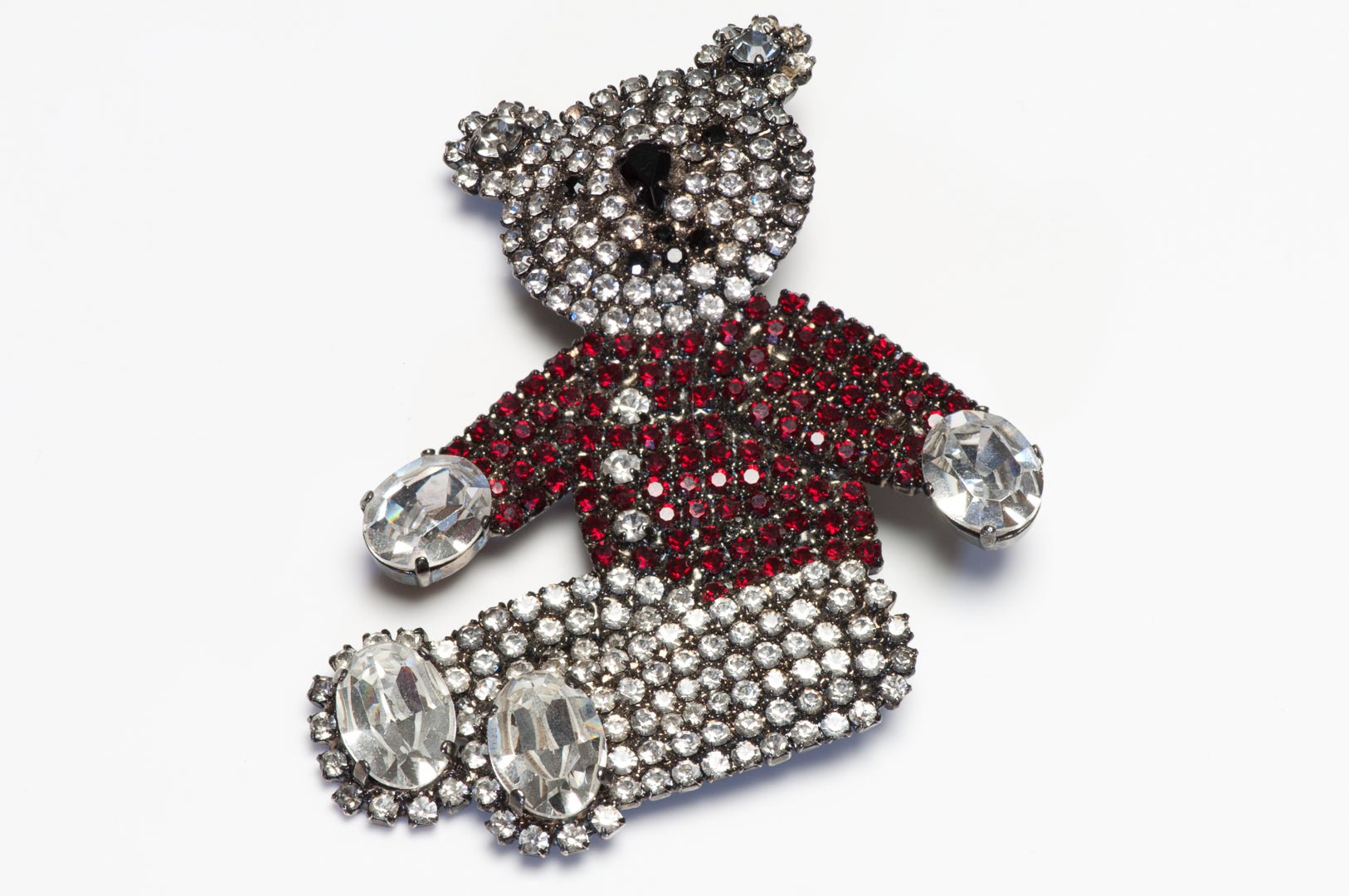 Vintage Butler & Wilson Red Crystal Large Teddy Bear Brooch