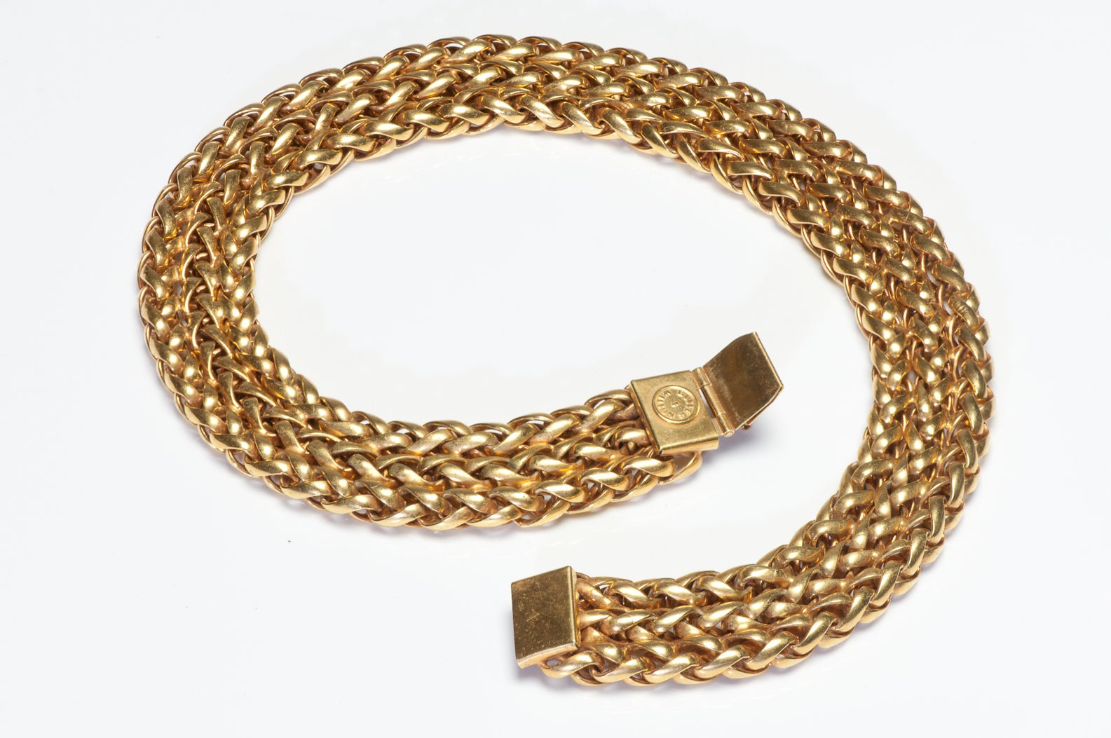 Vintage Butler & Wilson Wide Gold Plated Chain Collar Necklace