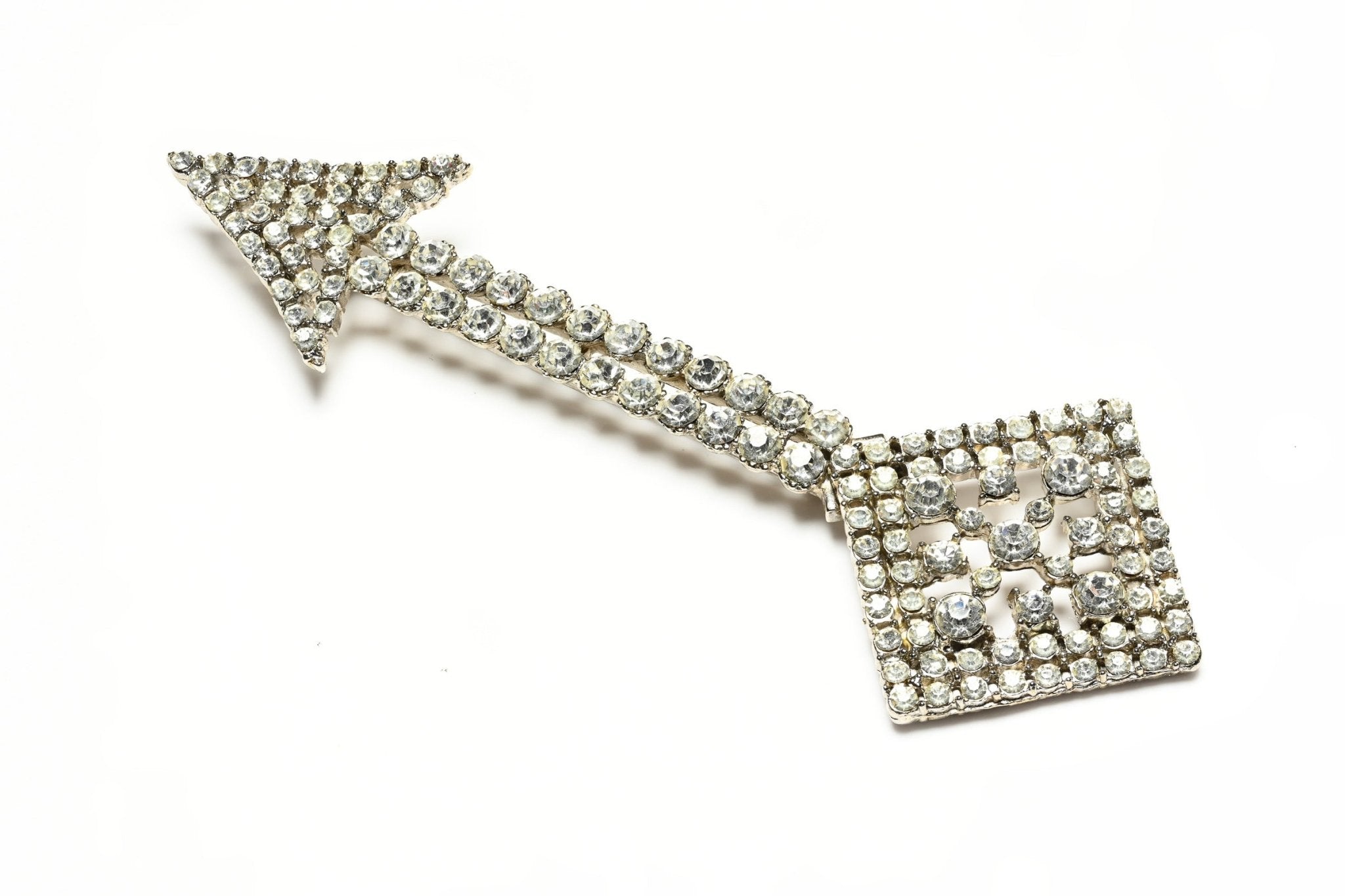 Vintage Cadoro Silver Tone Crystal Arrow Brooch