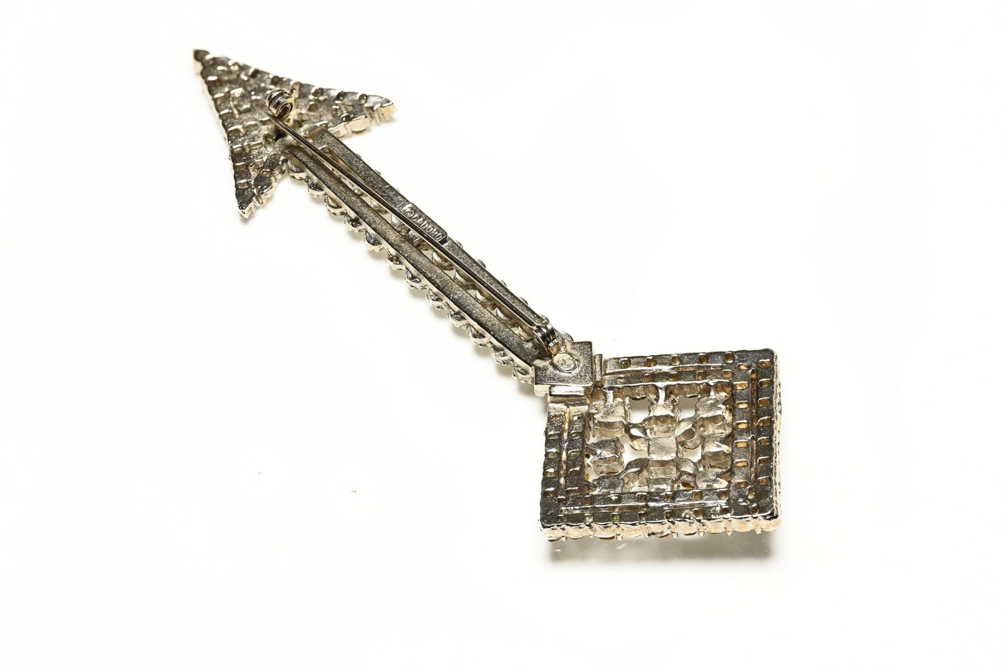 Vintage Cadoro Silver Tone Crystal Arrow Brooch