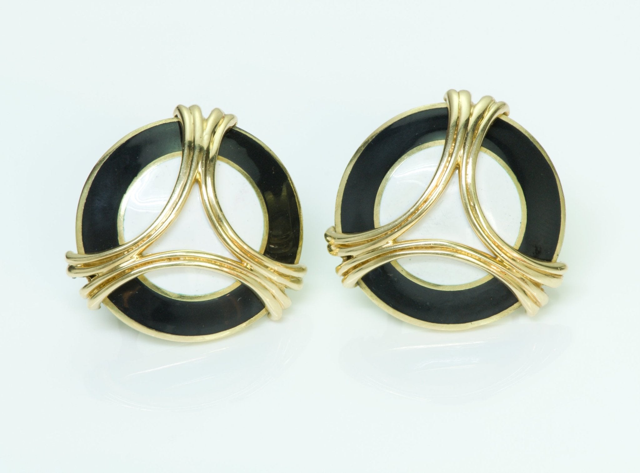Vintage Cartier Enamel 18K Gold Earrings