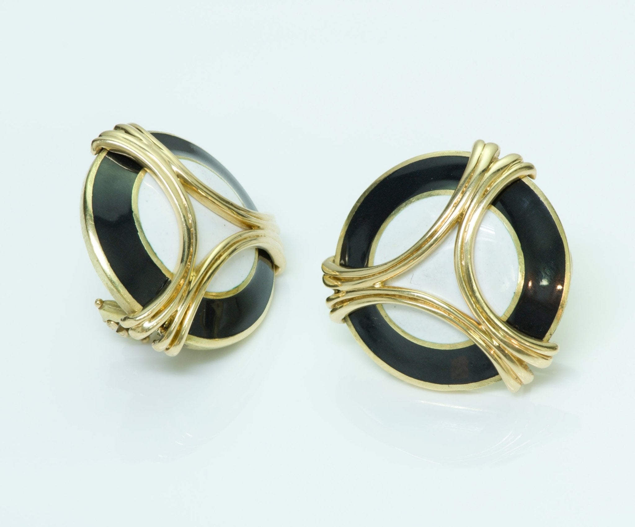 Vintage Cartier Enamel 18K Gold Earrings