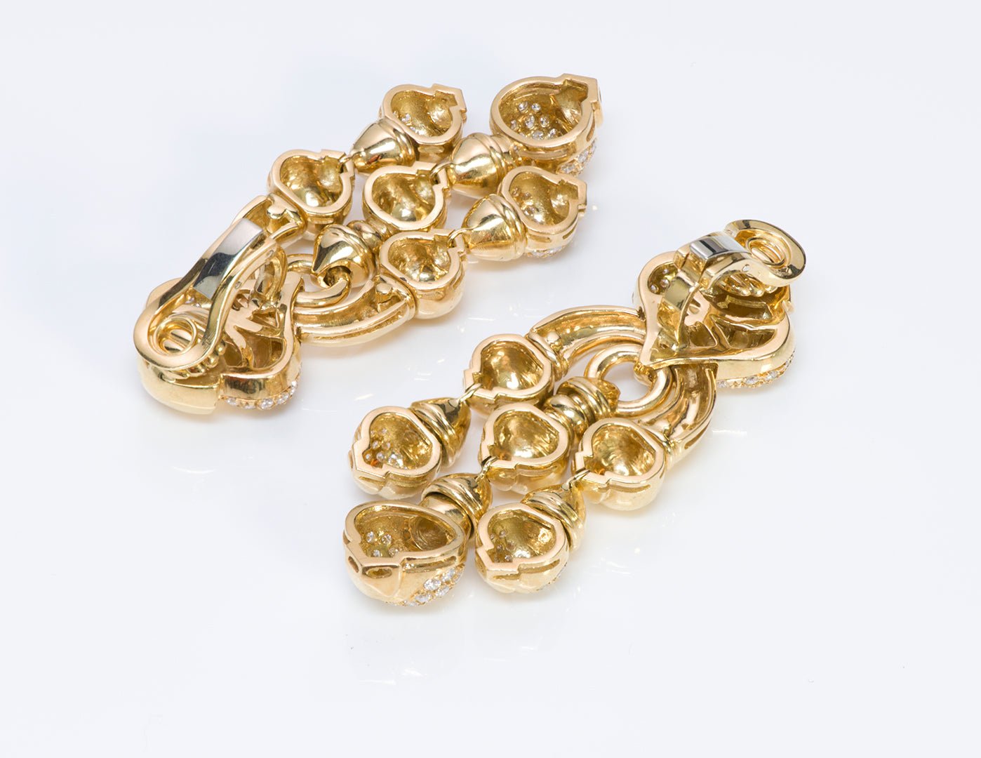 Vintage Chandelier 18K Gold Diamond Earrings