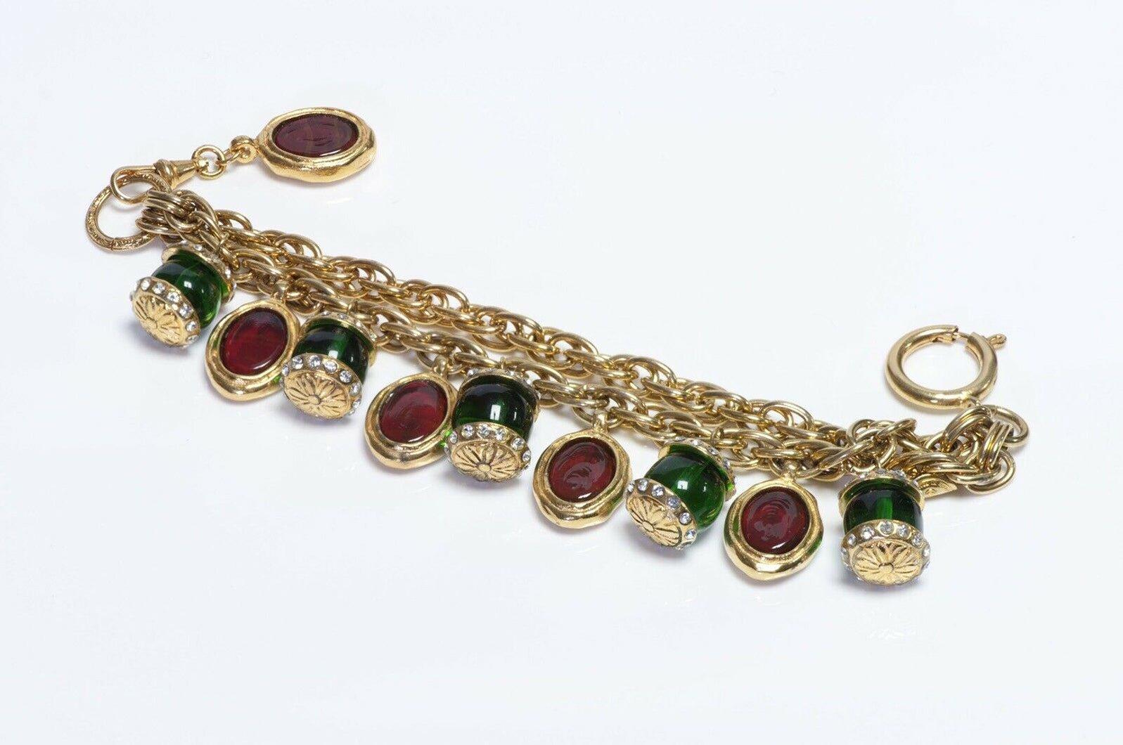 Vintage CHANEL 1970’s Maison Gripoix Glass Charm Bracelet