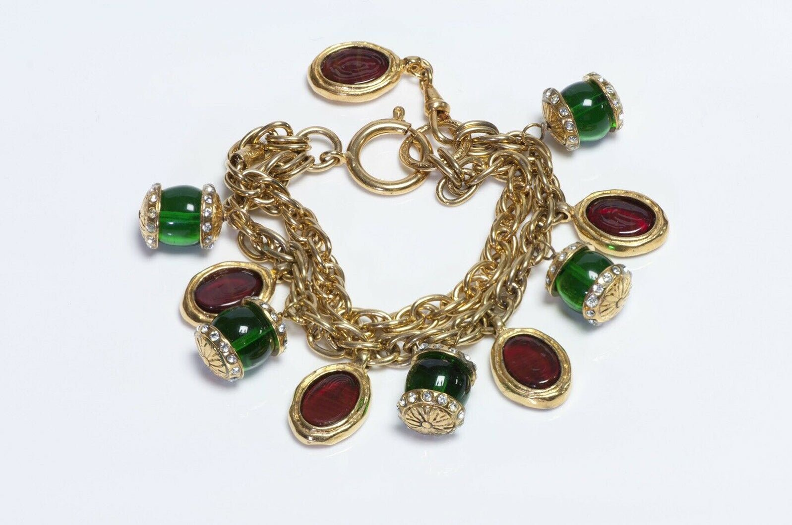 Vintage CHANEL 1970’s Maison Gripoix Glass Charm Bracelet